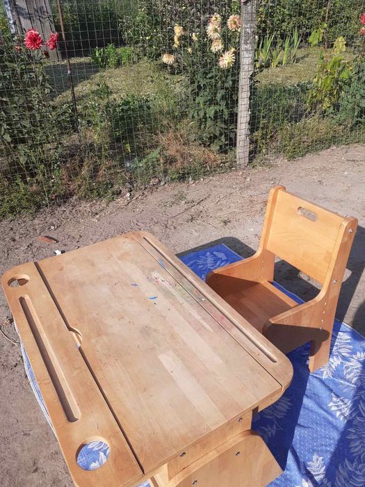 Одномісна парта+стілець з шухлядою регульована (масив бука)