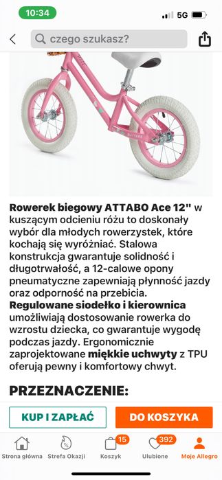 Rowerek biegowy dla dziewczynki