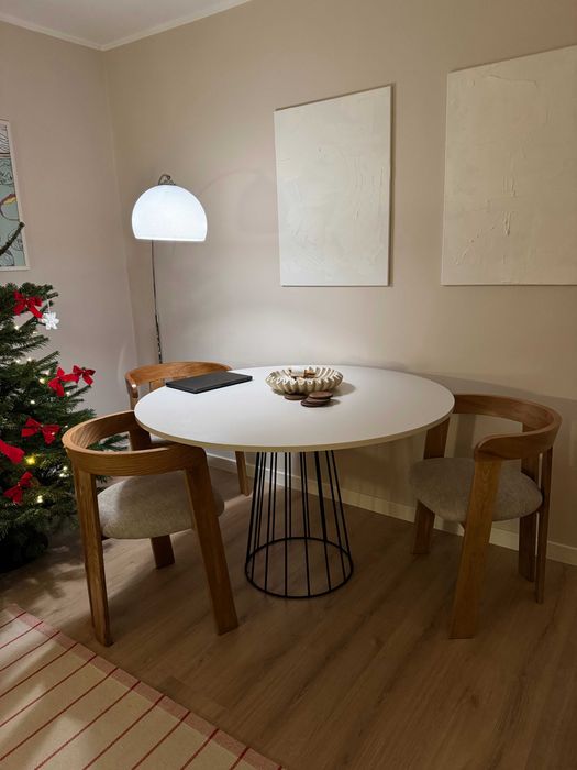 Stół okrągły biały jadalnia salon design, loft