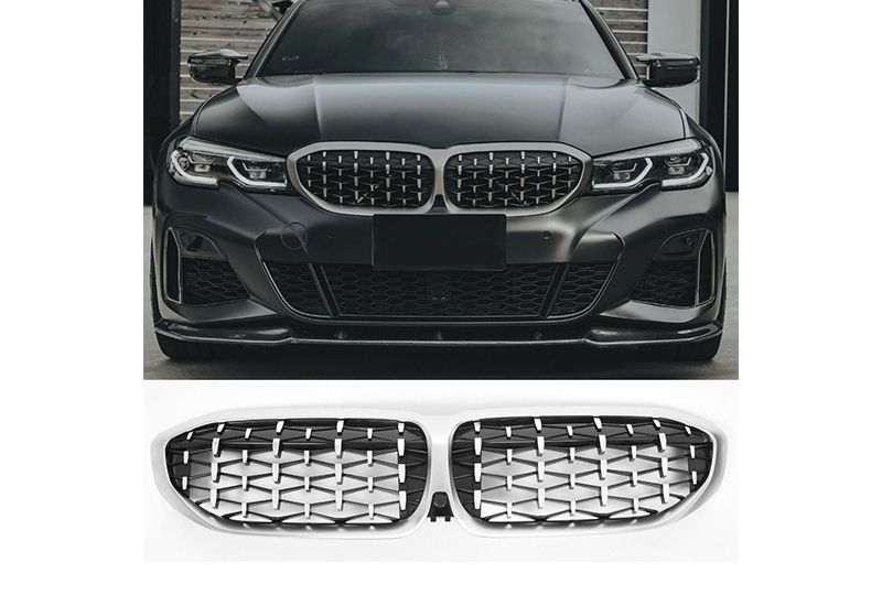 GRELHA DIANTEIRA LOOK DIAMOND CROMO PARA BMW SERIE 3 G20/21 2019--