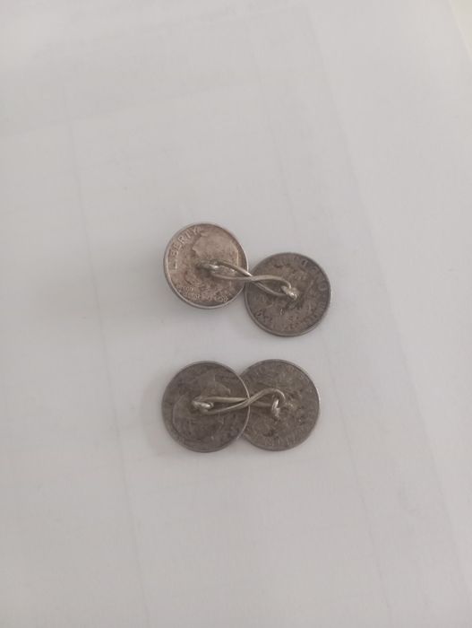 Prata moedas Botão de punho