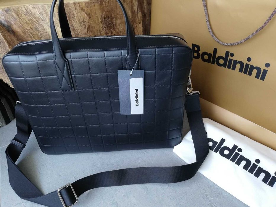 Nowa skórzana torba biznesowa na laptopa Baldinini