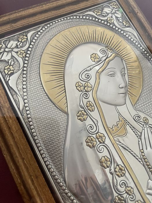 Ícone N. Senhora versão coleccionador prata e ouro de lei