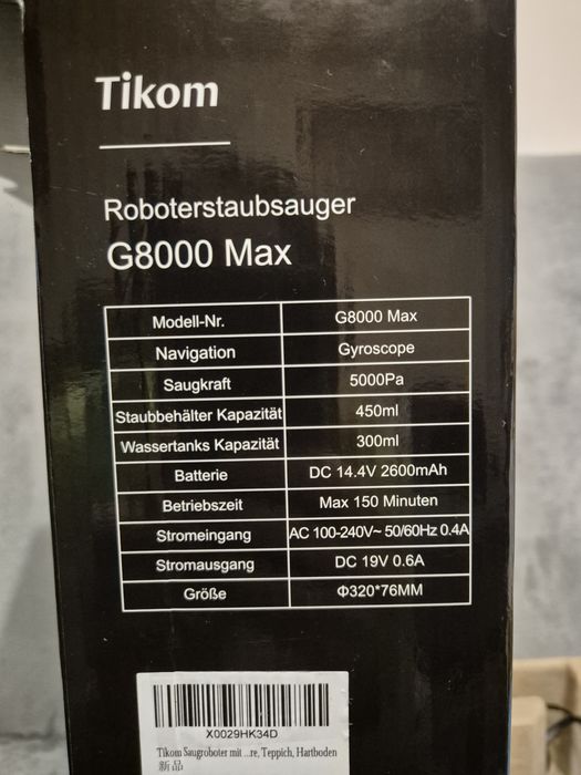 Робот пилосос 2 в 1 Tikom G8000 Max з функцією миття підлоги