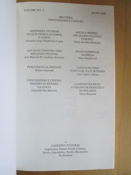 Revista Brotéria, de Julho de 2021