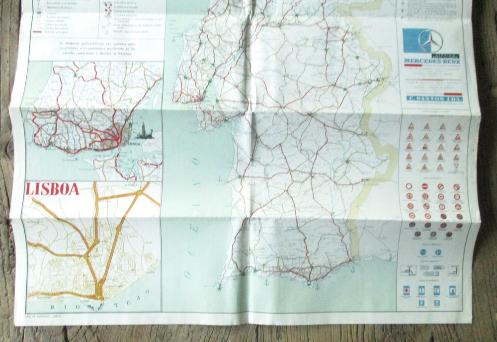 Antigo Mapa das Estradas de Portugal Sacor