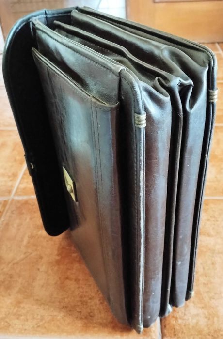 Pasta Pele Antiga Transporte Documentos Viagem Etc
