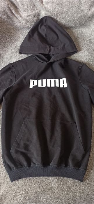 Czarna męska klasyczna bluza basic z kapturem i dużym logiem M Puma