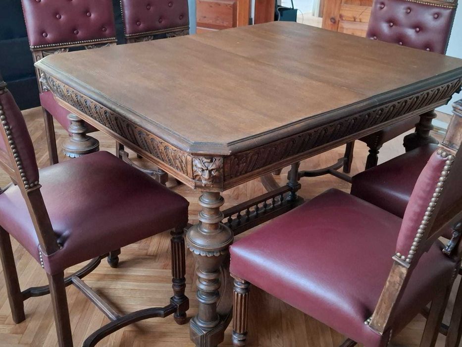 Stol Antyczny + 6 krzesel