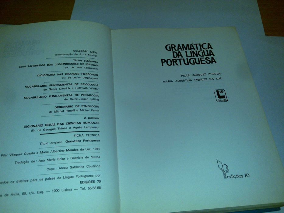 gramática da língua portuguesa (pilar vásquez cuesta / maria luz) 1980