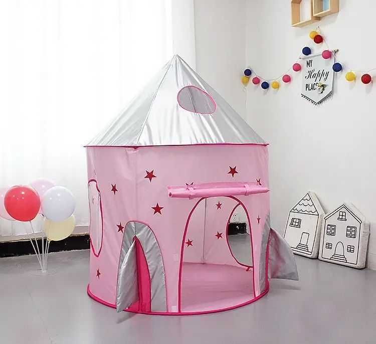 Детская игровая палатка с туннелем и бассейном "Ракета", шатер 3 в 1