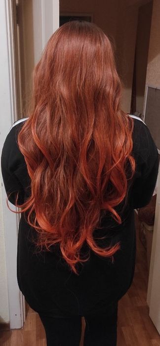 Перука руда з червоним хвиляста довга