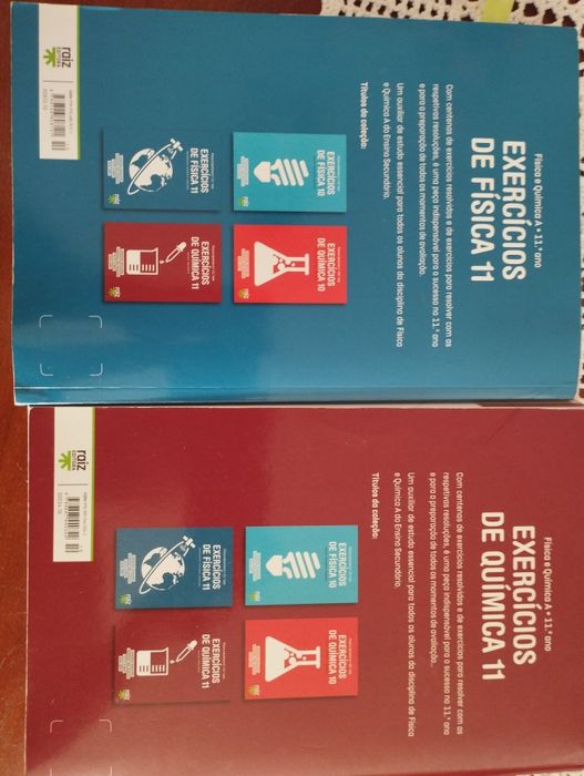 Livro exercícios de física  e livro exercícios de química