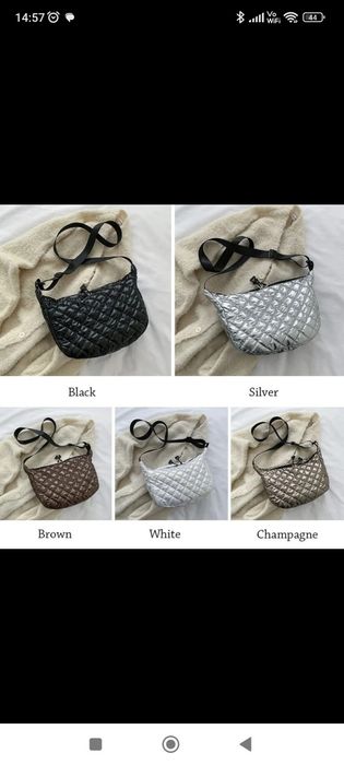 Torba torebka metaliczna sport casual crossbody pikowana czarna A4