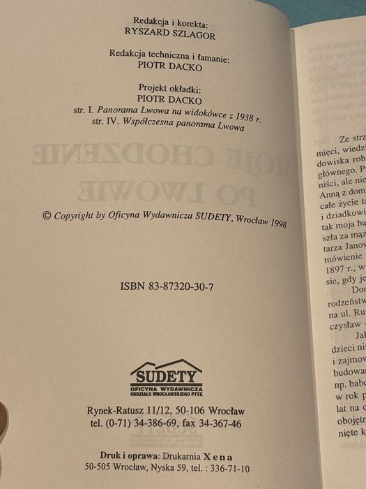 Moje chodzenie po Lwowie Emil Hlib – wydanie 1998 Sudety