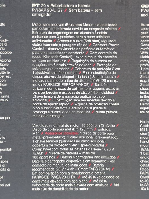 Retificadora / Rebarbadora 20v parkside