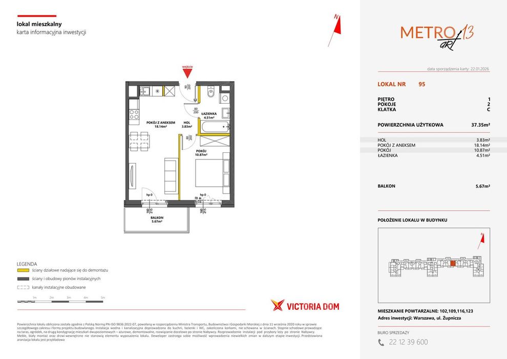 2-pokojowe mieszkanie 37 m² + balkon - Widok 2