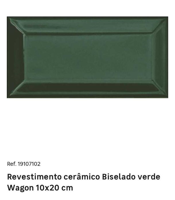 Azulejo biselado verde 10×20 cm