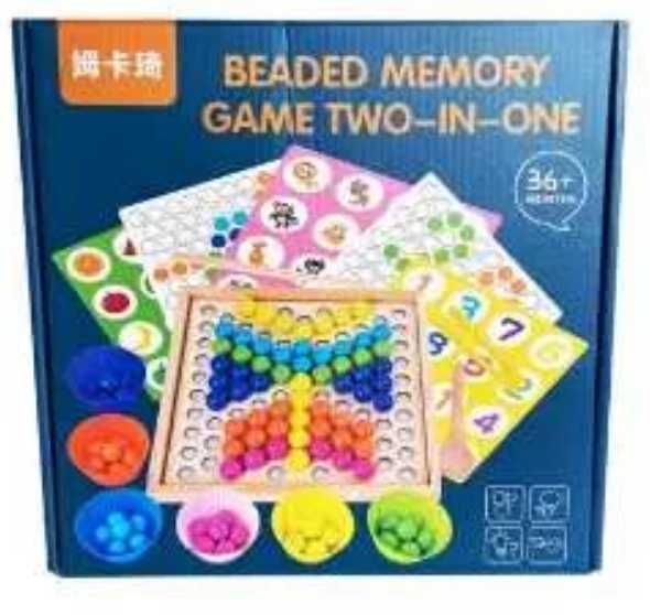 Układanka montesorri kolorowe kulki mozaika drewniana koraliki