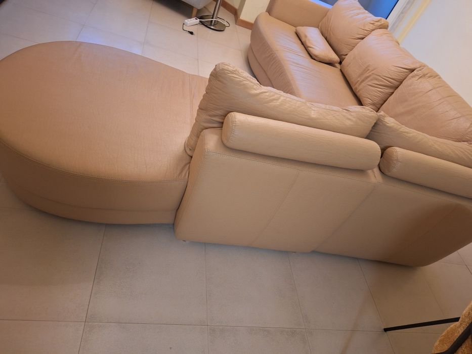 Sofa bege com chaisse longue