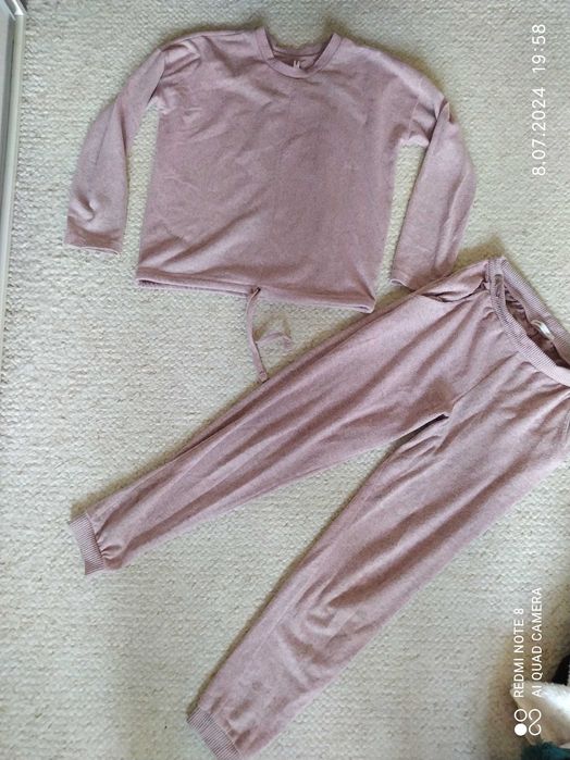 Dres różowy róż Sinsay ciepła piżama  S M 36 38