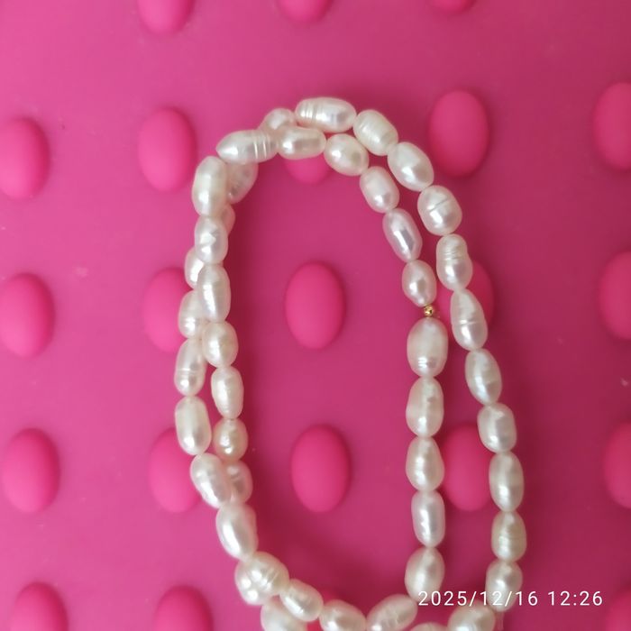 Perły słodkowodne prawdziwe, bransoletka podwójna albo koliadł 36 cm