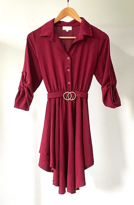 Elegancka Sukienka Apricot M/L w Kolorze Czerwonym