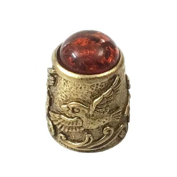 Наперсток бронзовый с янтарем