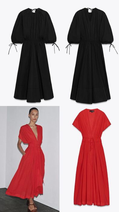 Нова  червона  міді сукня Zara (червона,чорна ,M)