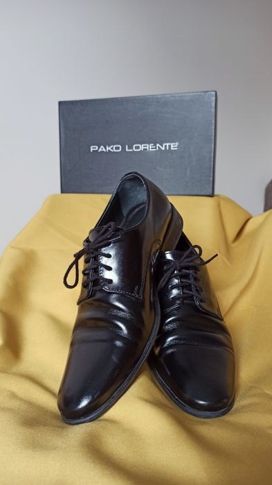 Pako lorente czarne buty eleganckie męskie wizytowe półbuty pantofle