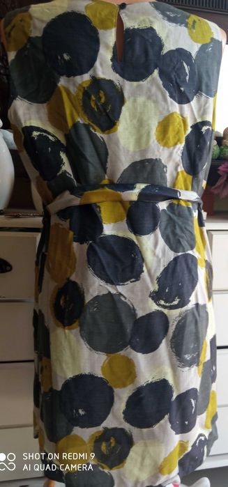 H&M sukienka 110 cm pachy 46 limonka szary modal wiskoza grochy biuro
