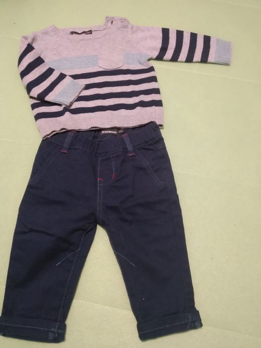 Calças ganga e camisola 62cm