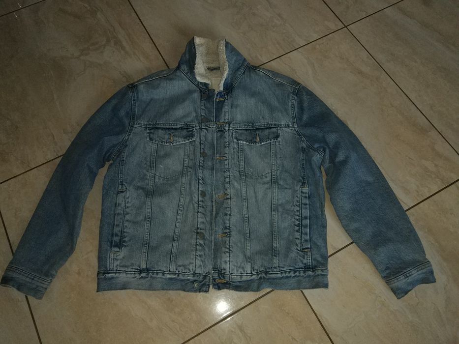 Kurtka jeansowa niebieska z kożuszkiem XL