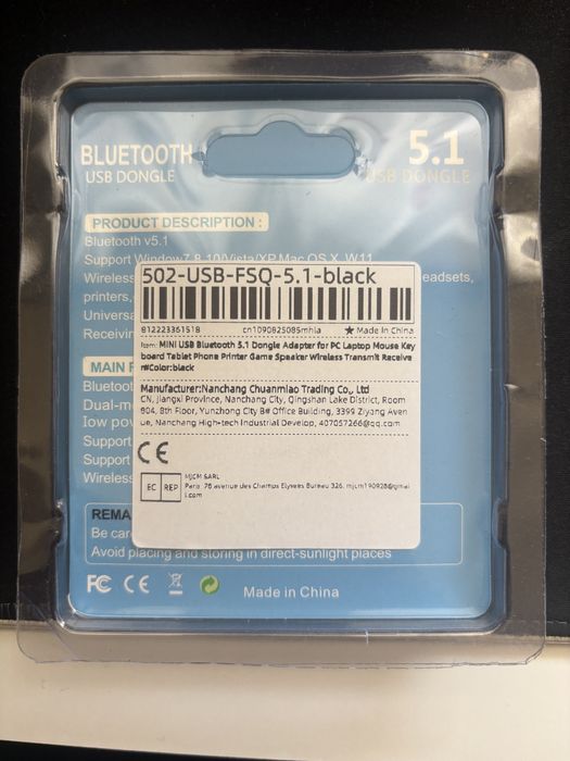 Adapter USB Bluetooth 5.1 | Dongle USB | Kompatybilny z Windows