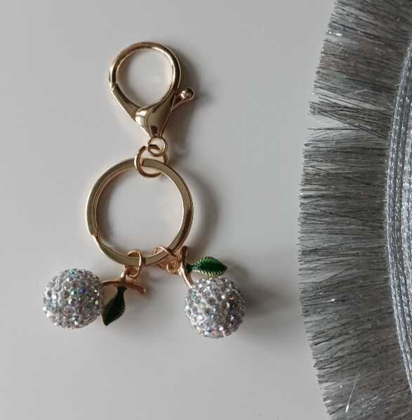 Brelok wisnie srebrne cyrkonie