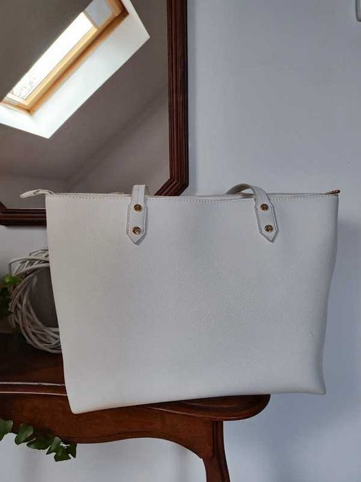 Guess torba Genevieve shopper bag shopperka torebka biała saffiano