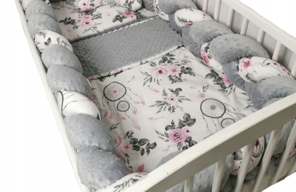 Warkocz ochraniacz do łóżeczka różowy 300 cm