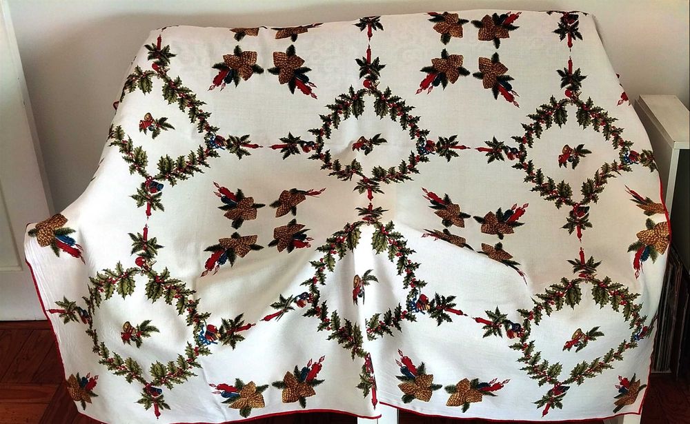 Toalha de mesa natal e pequeno maperon pai natal