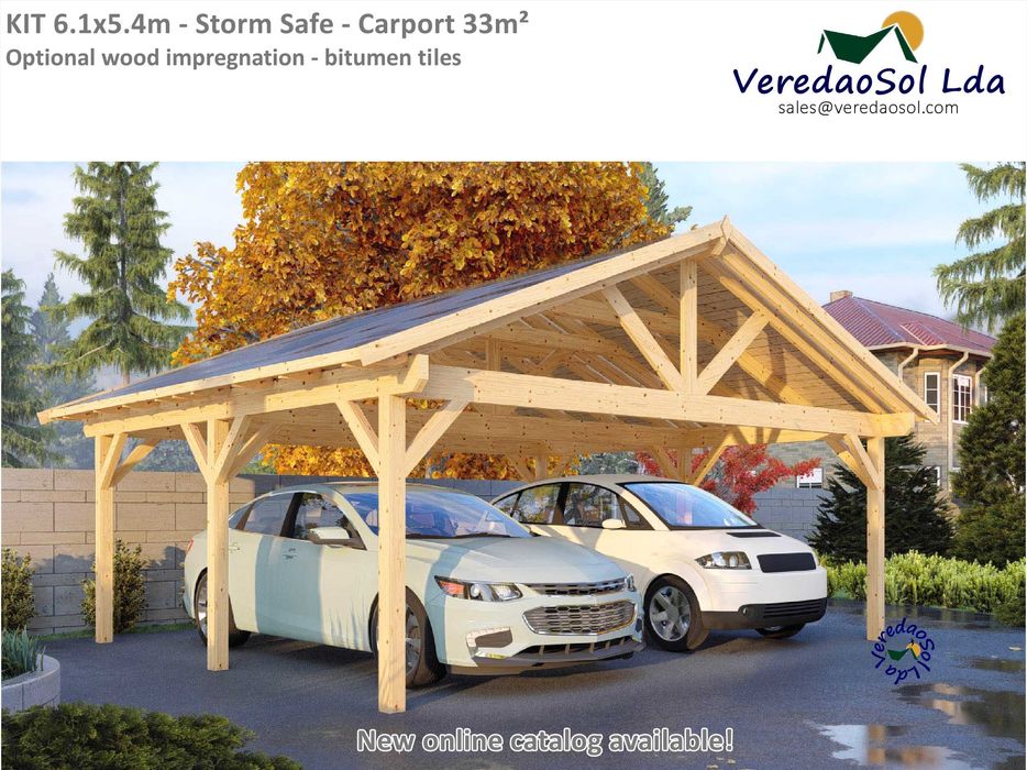 KIT Storm Safe 33m² - Estável otimo por telhas cerâmicas Casa madeira