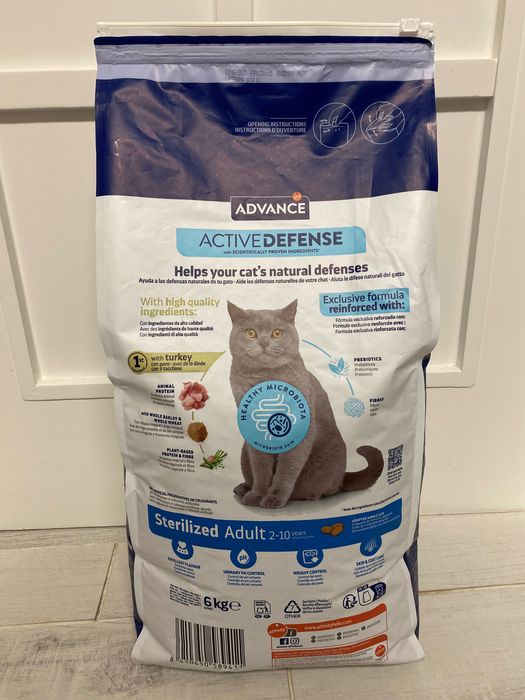 Ração para gatos Advance Adult Sterilized Peru e Cevada (6KG)