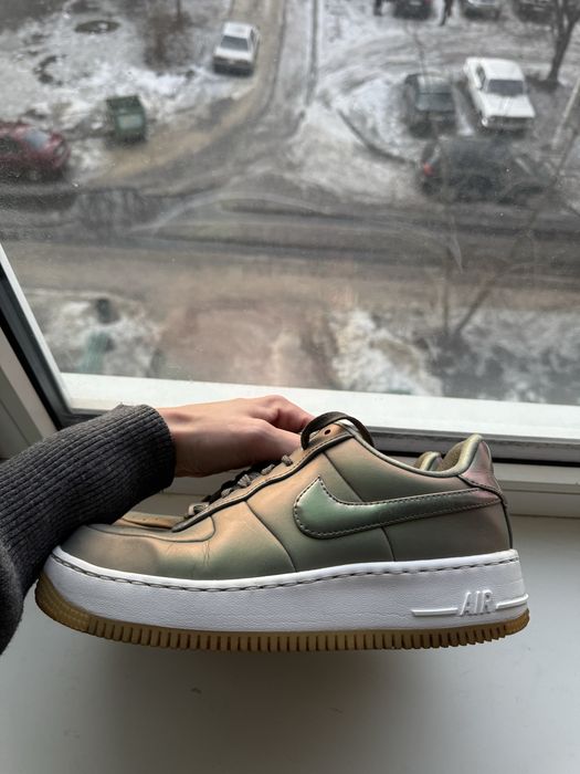 Кросівки Nike Air Force 1 Upstep Low Shine Metallic Holographic Green