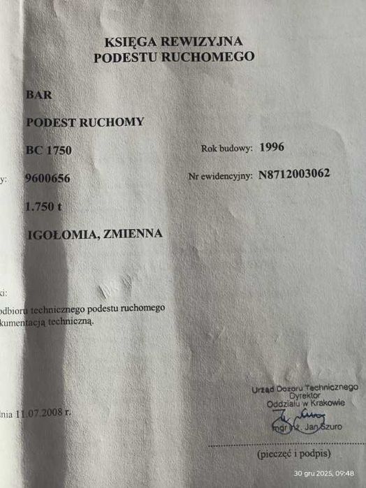winda / podest ruchomy