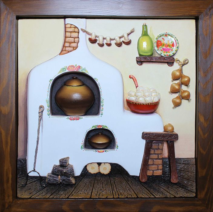 Панно объёмное. Украинский сувенир, оберег -  "Печь. Достаток в доме"