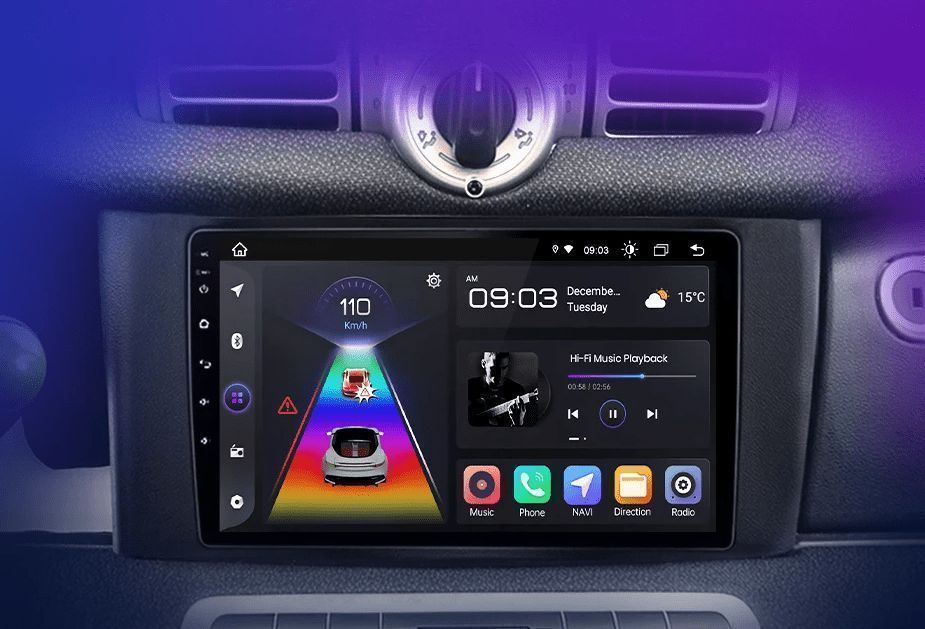 Radio Android 9” CarPlay Android Auto – Smart Fortwo 2011–2015 PL