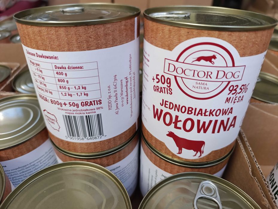 Doctor Dog Wołowina 93,5% mięsa 850 g - puszka