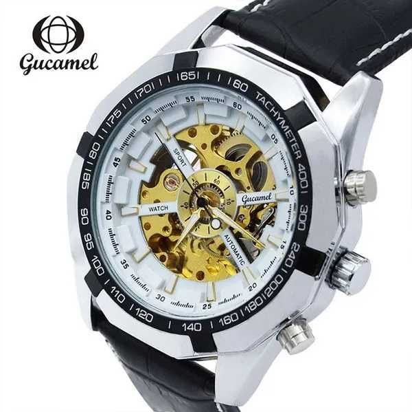 Gucamel G043 Męski automatyczny zegarek mechaniczny z Branzoletą Metalową