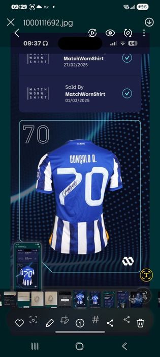 Camisola de jogo do  goncalo  do futebol clube do porto