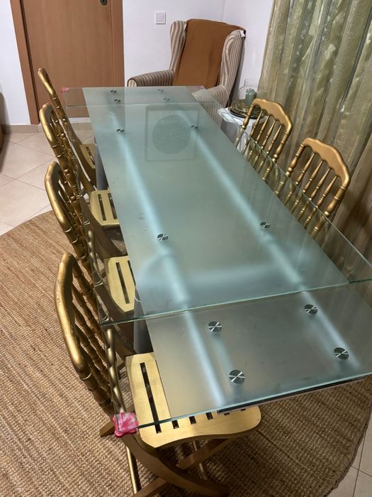 Mesa  em vidro extensível