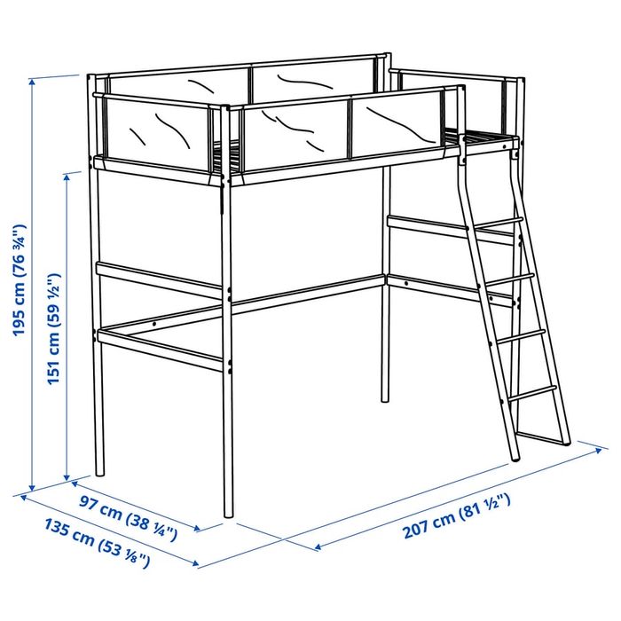 Cama alta / beliche com estrado em excelente estado - IKEA