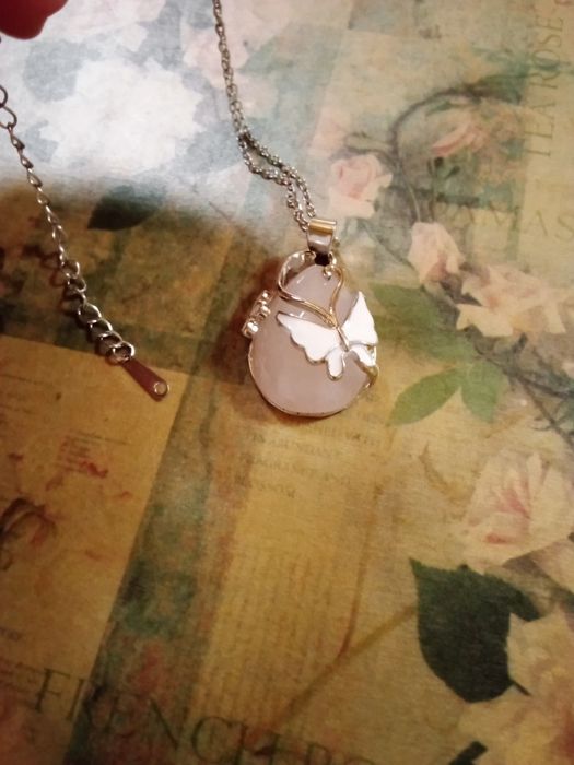 Colar Pendente Quartzo Rosa - Novo